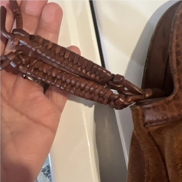 Cole Haan Brown Suede Leather Shoulder Hobo Bag Purse Tote - Picture 7 of 14